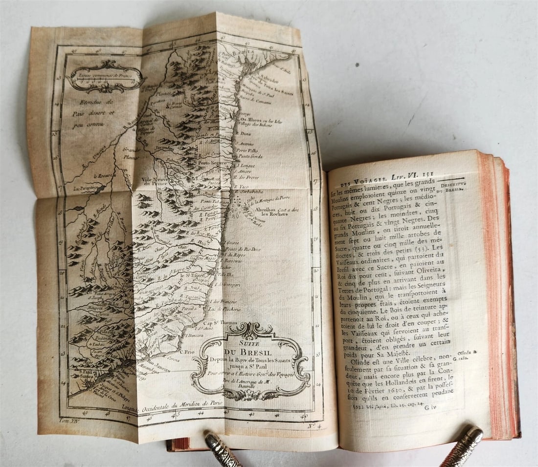 1758 HISTOIRE des VOYAGES antique vol.54 illustrated BRAZIL SAN SALVADOR GUYANA - 6
