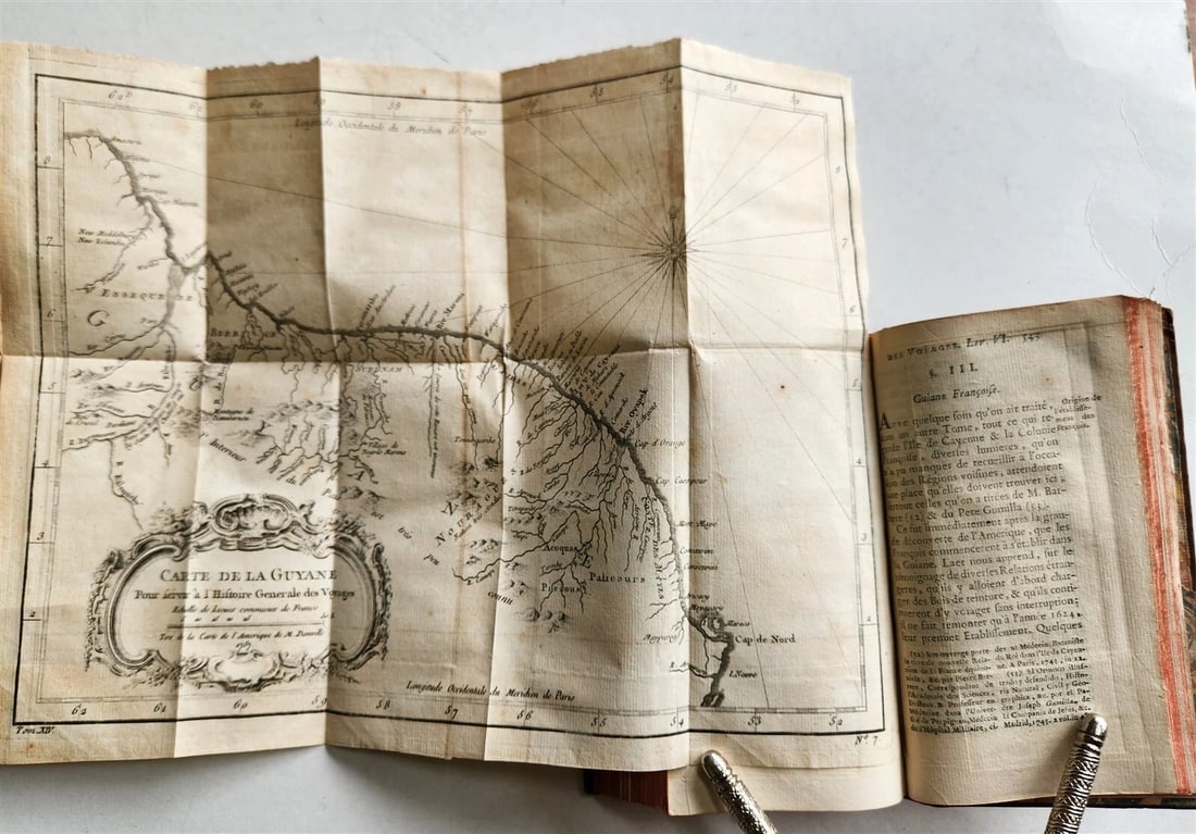 1758 HISTOIRE des VOYAGES antique vol.54 illustrated BRAZIL SAN SALVADOR GUYANA - 7