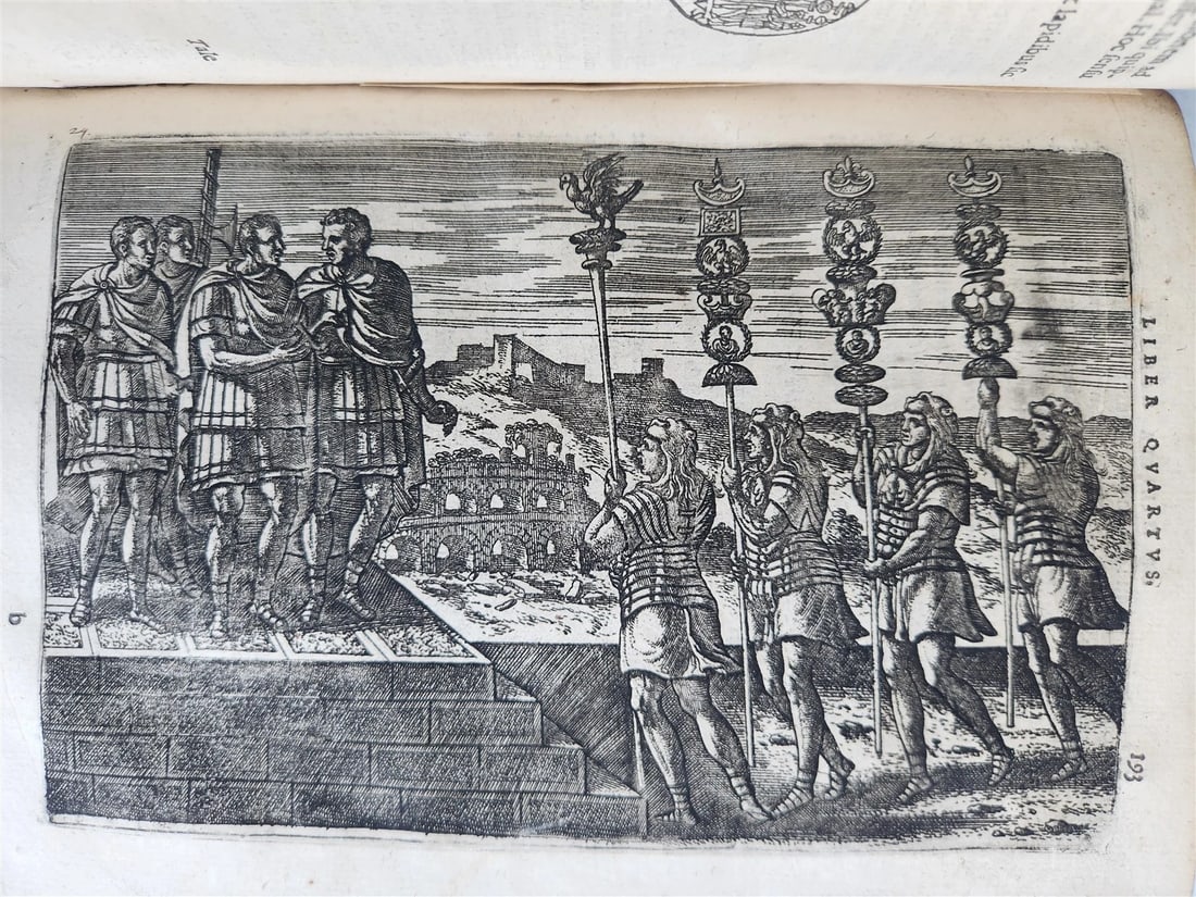 1598 DE MILITIA ROMANA by LIPSIUS antique ILLUSTRATED WARFARE Plantiniana vellum - 10