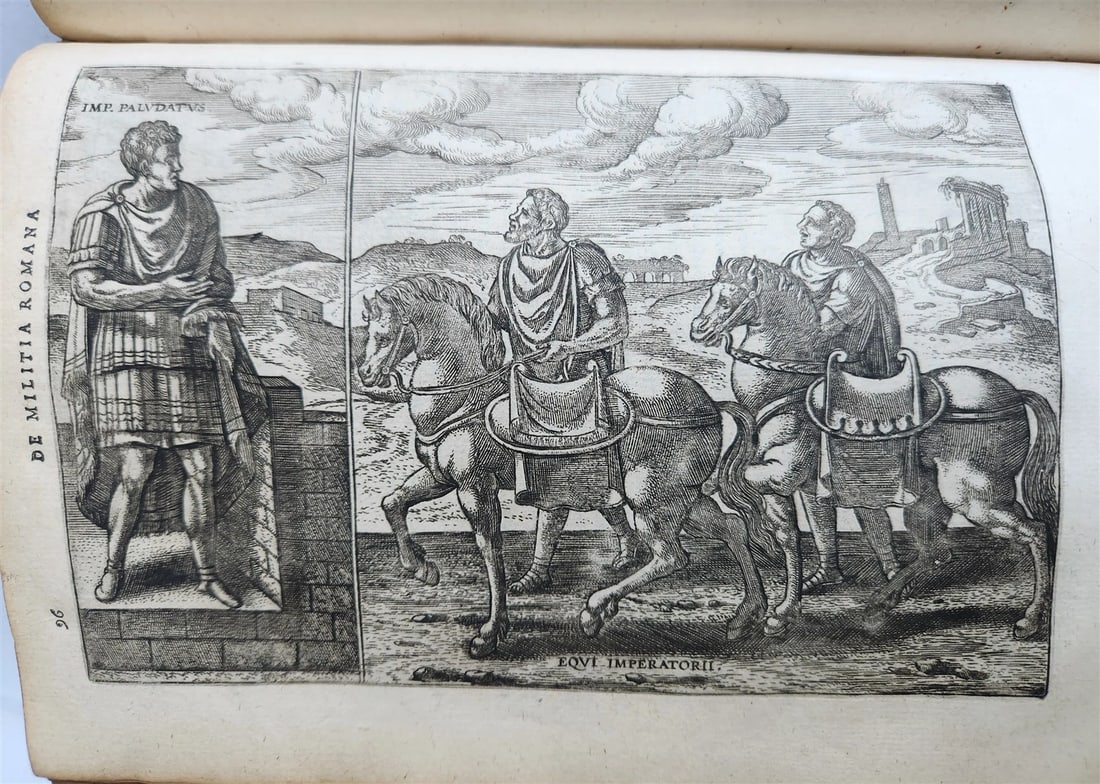 1598 DE MILITIA ROMANA by LIPSIUS antique ILLUSTRATED WARFARE Plantiniana vellum - 15