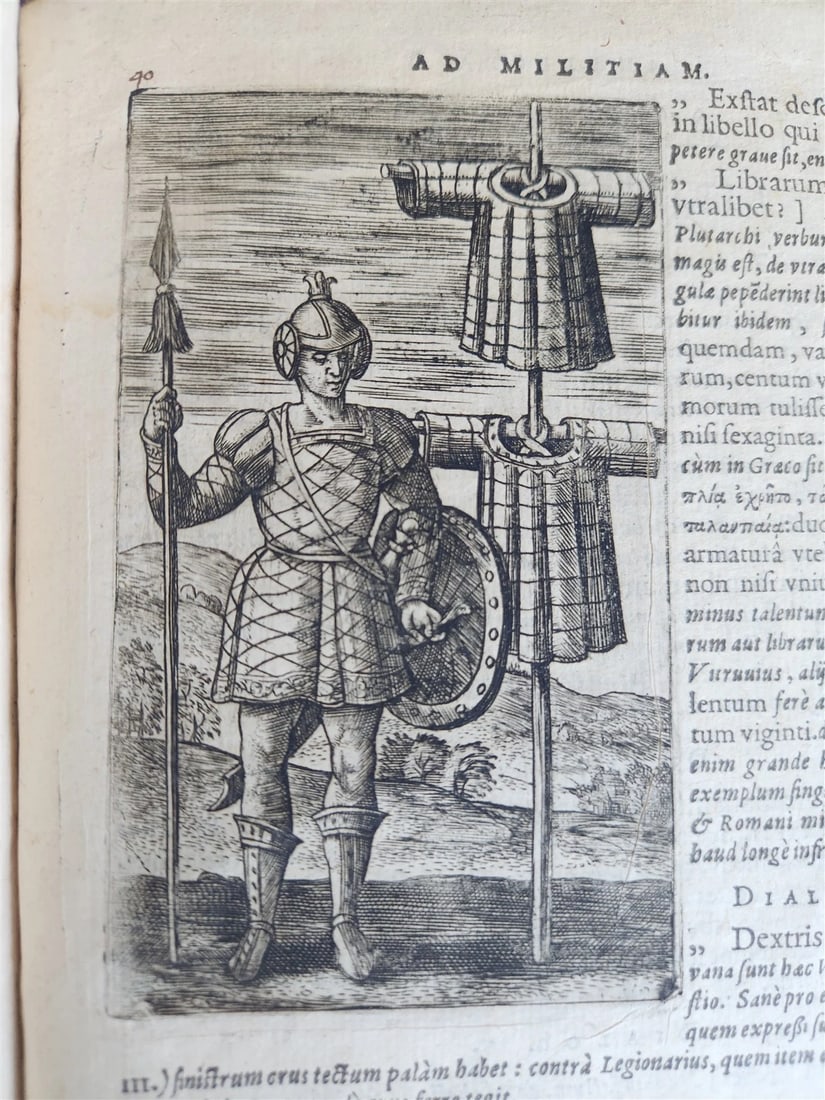 1598 DE MILITIA ROMANA by LIPSIUS antique ILLUSTRATED WARFARE Plantiniana vellum - 4