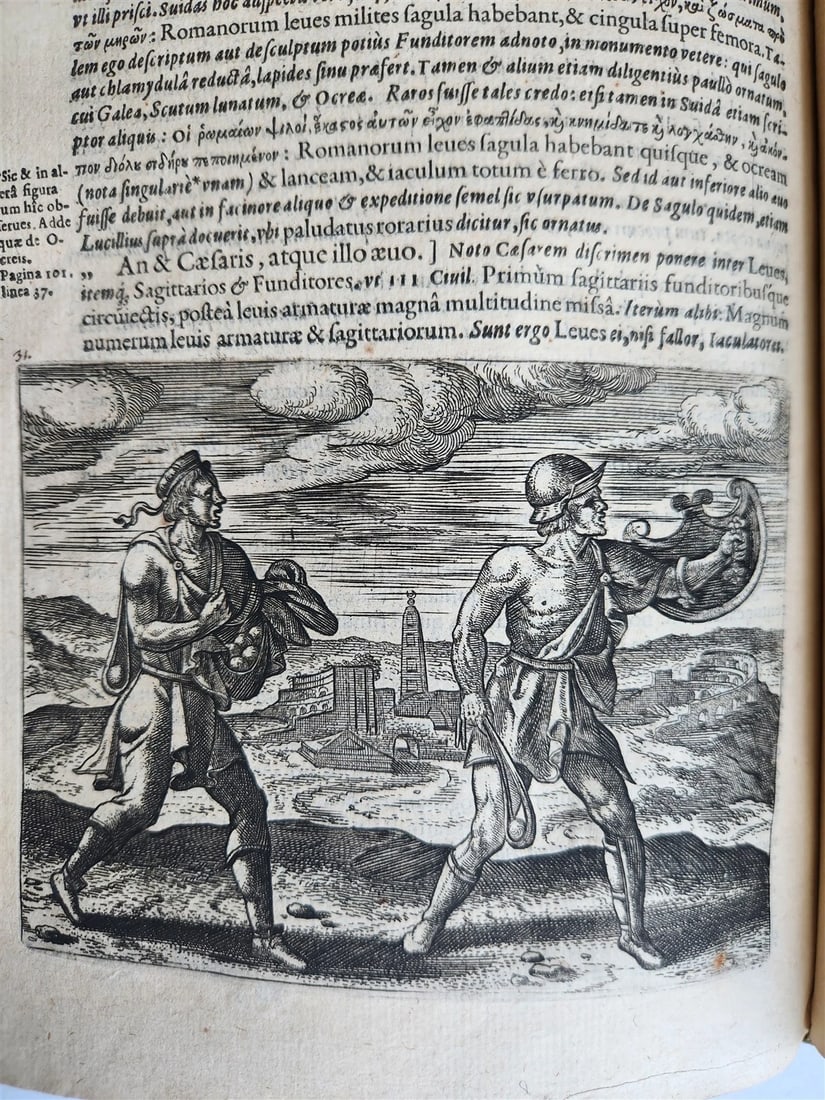 1598 DE MILITIA ROMANA by LIPSIUS antique ILLUSTRATED WARFARE Plantiniana vellum - 6