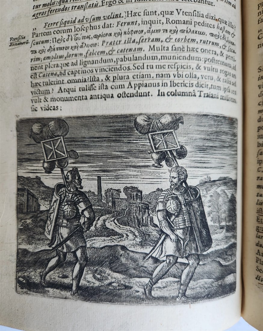 1598 DE MILITIA ROMANA by LIPSIUS antique ILLUSTRATED WARFARE Plantiniana vellum - 7