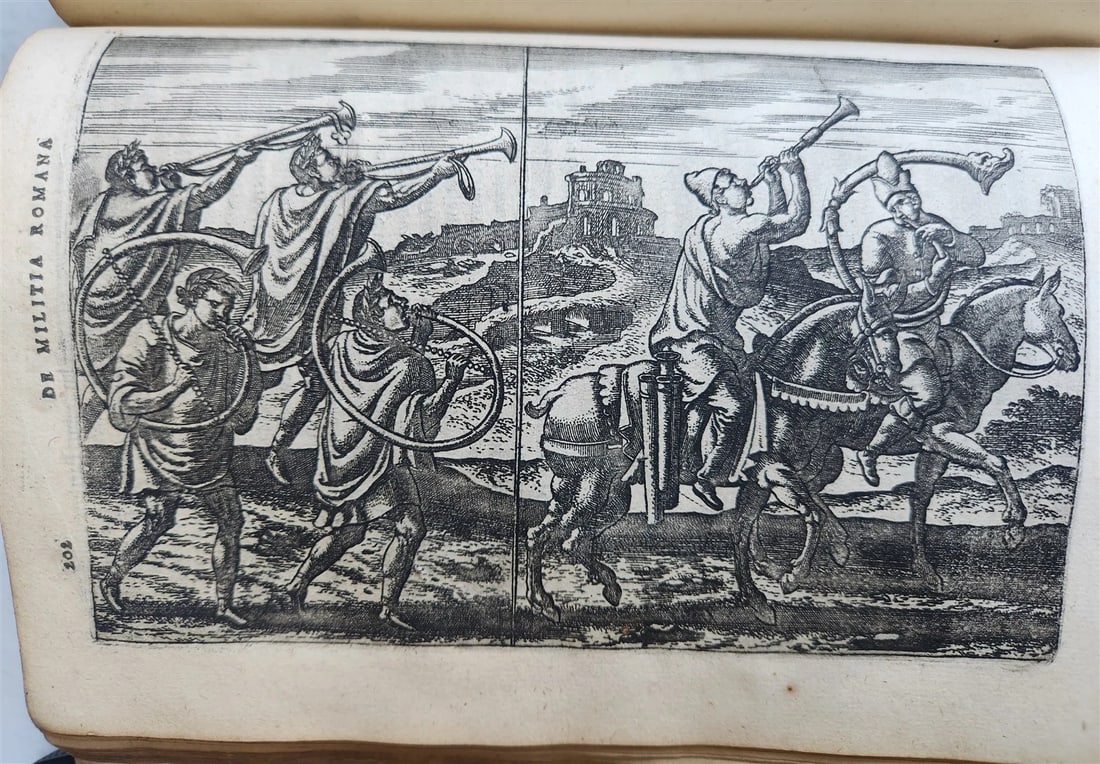 1598 DE MILITIA ROMANA by LIPSIUS antique ILLUSTRATED WARFARE Plantiniana vellum - 9