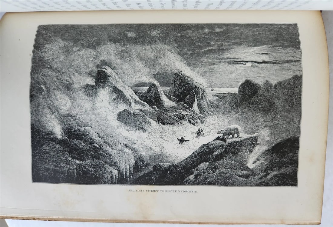 1876 NEW LANDS WITHIN ARCTIC CIRCLE 2 VOLS antique ILLUSTRATED Ship Tegetthoff - 11