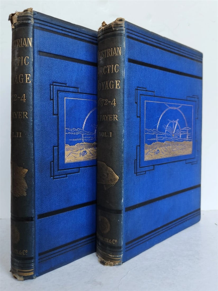 1876 NEW LANDS WITHIN ARCTIC CIRCLE 2 VOLS antique ILLUSTRATED Ship Tegetthoff (1 of 15)