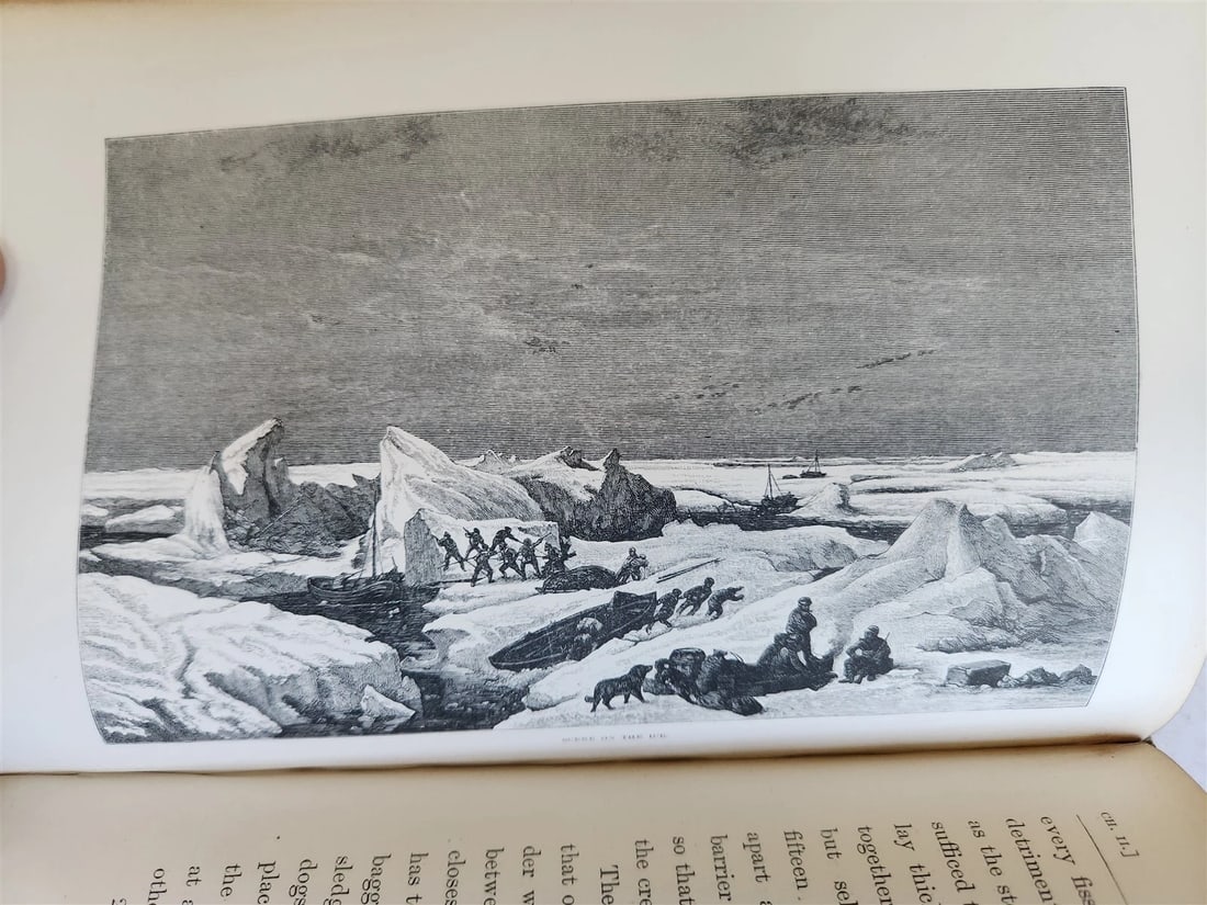 1876 NEW LANDS WITHIN ARCTIC CIRCLE 2 VOLS antique ILLUSTRATED Ship Tegetthoff - 7