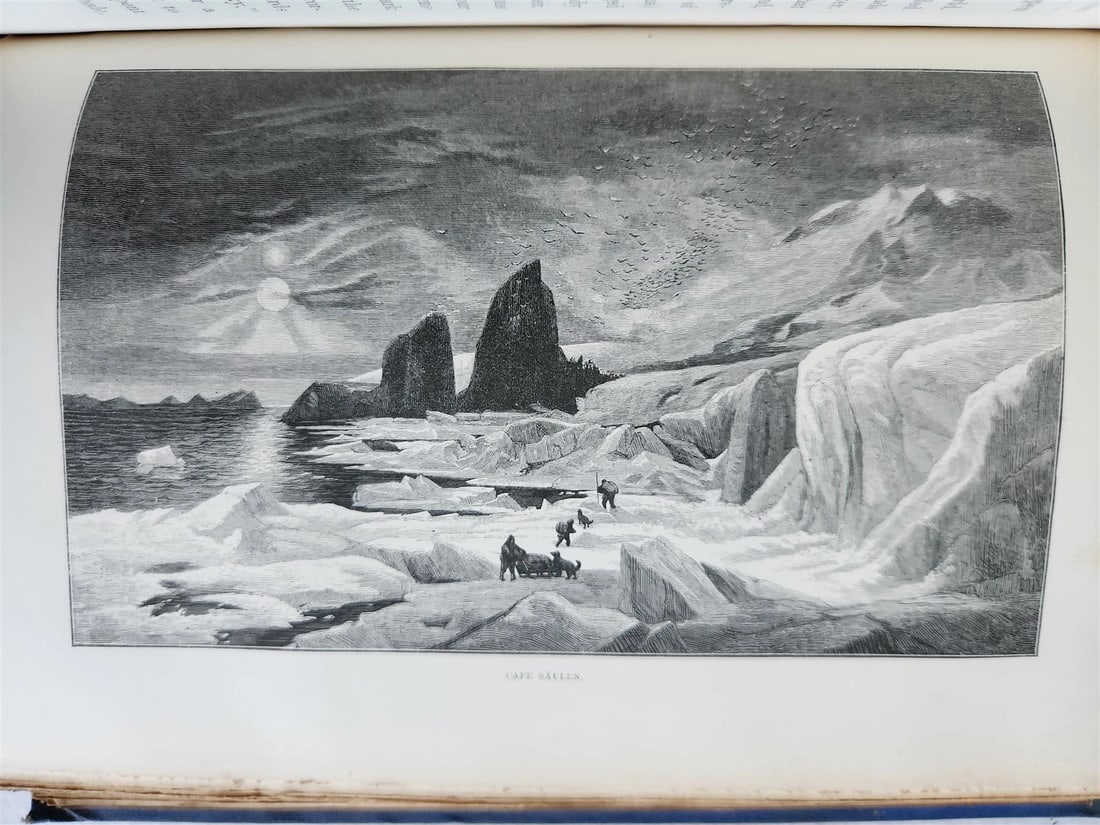 1876 NEW LANDS WITHIN ARCTIC CIRCLE 2 VOLS antique ILLUSTRATED Ship Tegetthoff - 9
