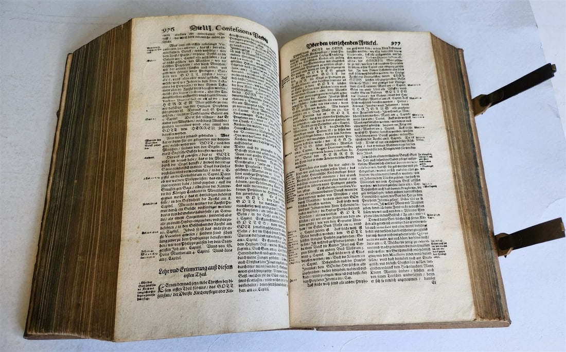 1654 SERMONS Augustana fidei confessio antique PIGSKIN BOUND FOLIO w/ CLASPS - 13