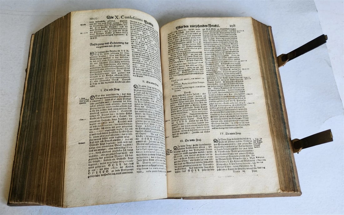 1654 SERMONS Augustana fidei confessio antique PIGSKIN BOUND FOLIO w/ CLASPS - 14