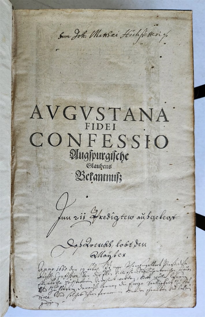 1654 SERMONS Augustana fidei confessio antique PIGSKIN BOUND FOLIO w/ CLASPS - 2