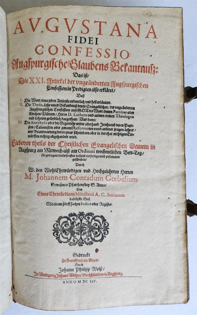 1654 SERMONS Augustana fidei confessio antique PIGSKIN BOUND FOLIO w/ CLASPS - 5