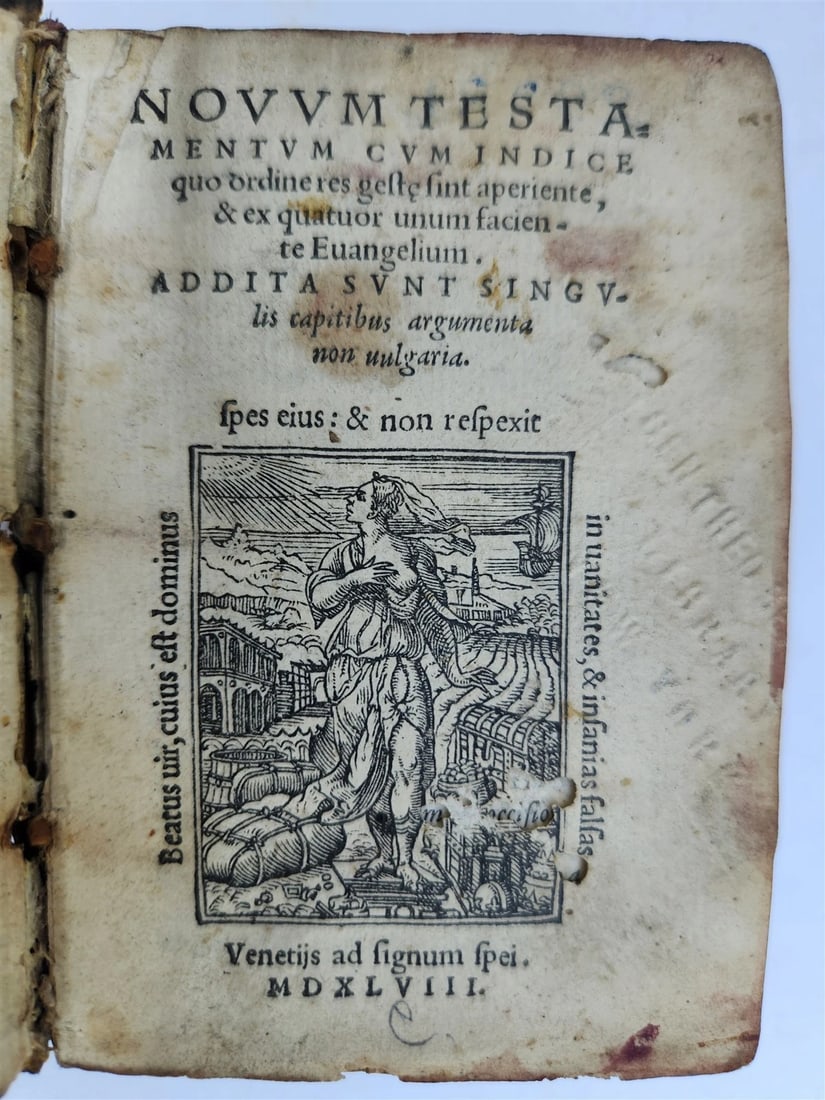 1548 BIBLE in LATIN NEW TESTAMENT antique RARE POCKET SIZE BIBLIA VELLUM BINDING (1 of 8)