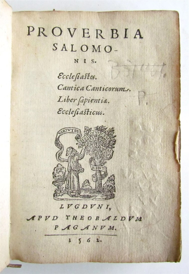 1562 BIBLE Proverbia Salomonis antique in LATIN 16th CENTURY (1 of 7)