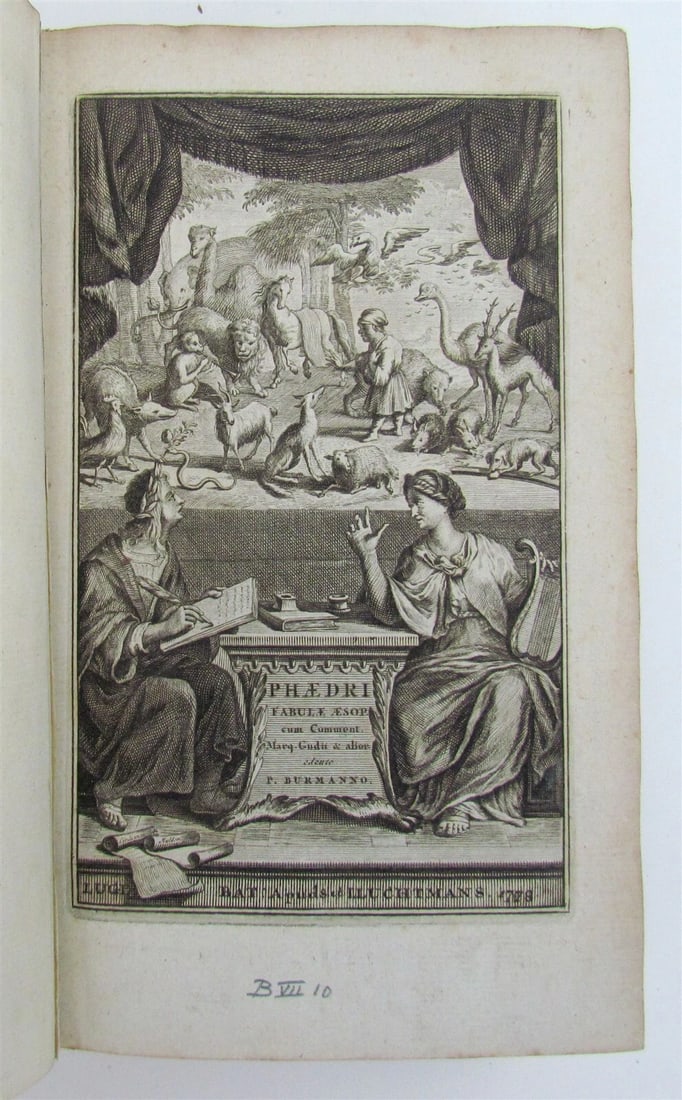 1778 AESOP FABLES UTRECHT ARMORIAL VELLUM antique PHAEDRUS Fabularum Aesopiarum - 3