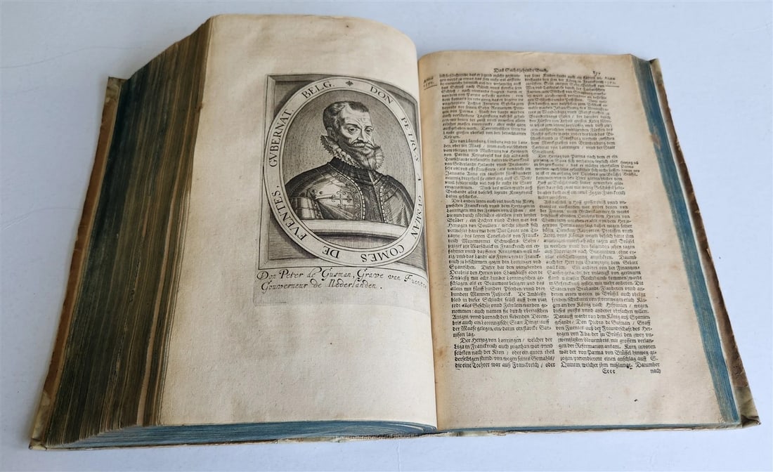 1614 ILLUSTRATED GERMAN HISTORY Lower Saxony War description antique VELLUM - 16