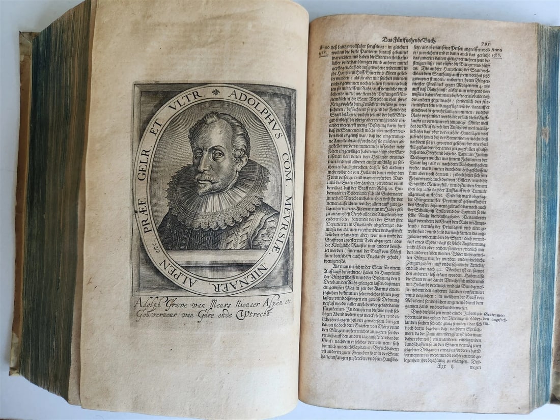 1614 ILLUSTRATED GERMAN HISTORY Lower Saxony War description antique VELLUM - 17