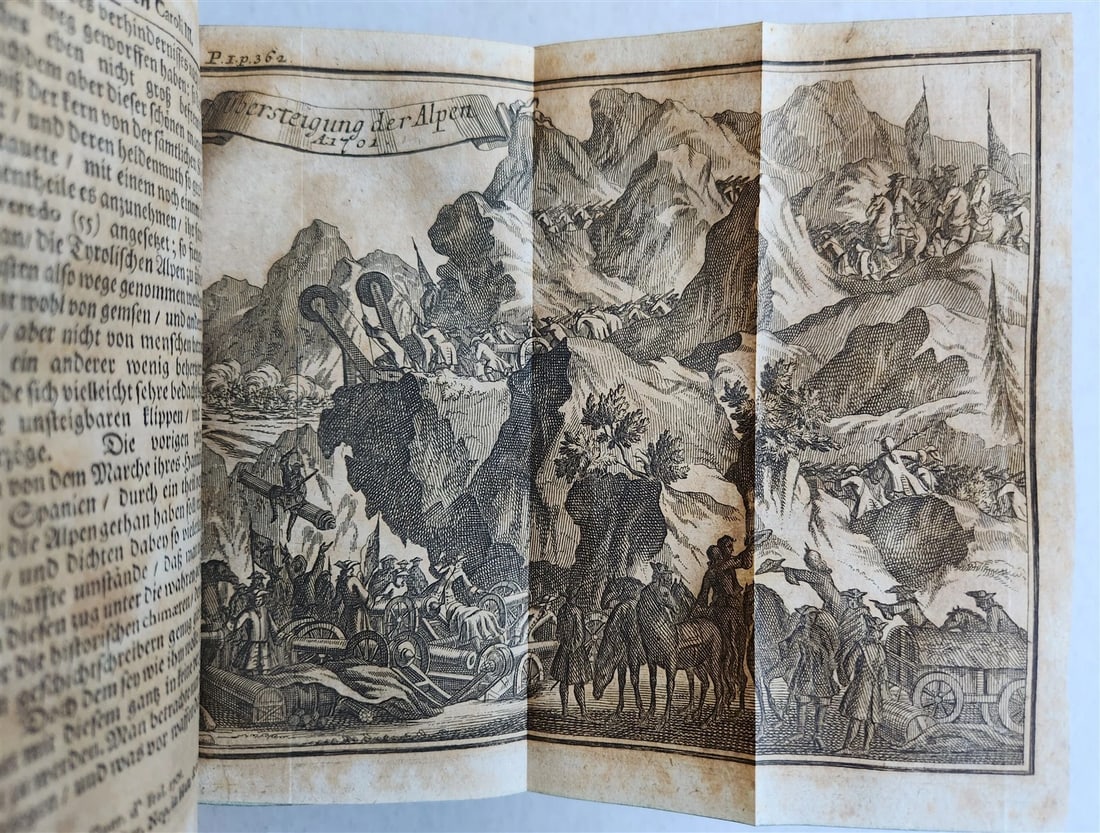 1708 LIFE of CAROLI KING of SPAIN & INDIES antique PIGSKIN BOUND ILLUSTRATED v.1 - 7