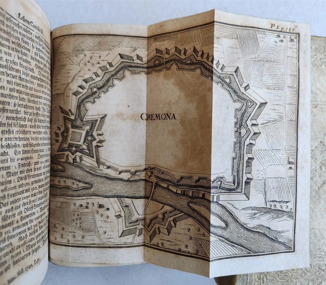 1708 LIFE of CAROLI KING of SPAIN & INDIES antique PIGSKIN BOUND ILLUSTRATED v.1 - 9