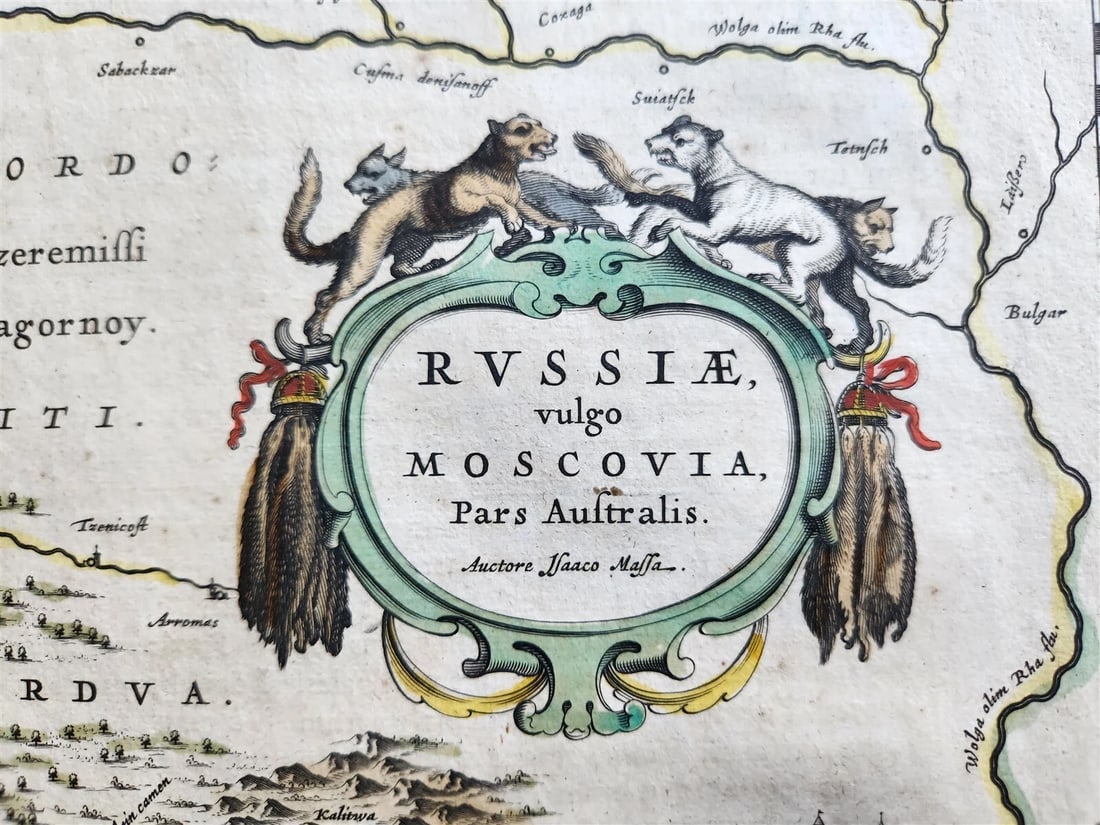 1640 RUSSIA MOSCOVIA MAP by WILLEM BLAEU antique AUTHENTIC hand colored - 2