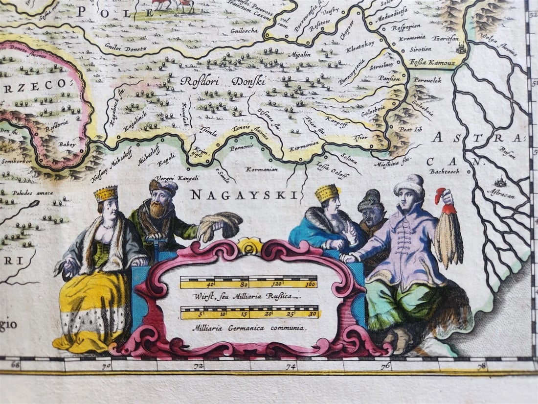 1640 RUSSIA MOSCOVIA MAP by WILLEM BLAEU antique AUTHENTIC hand colored - 3