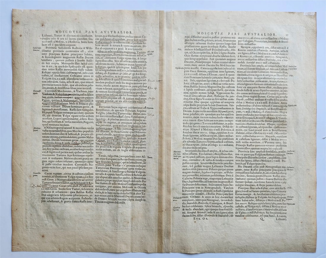 1640 RUSSIA MOSCOVIA MAP by WILLEM BLAEU antique AUTHENTIC hand colored - 5