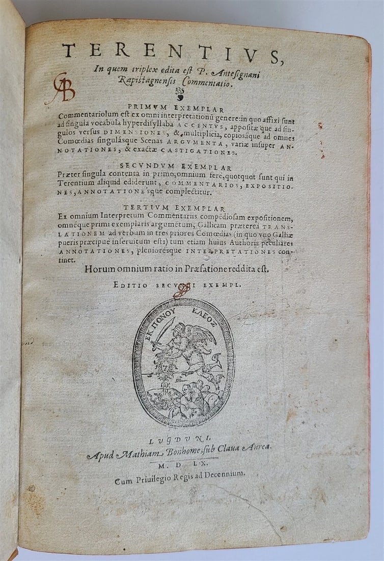 1560 TERENCE COMEDIES COMMENTARIES POETRY antique Publius Terentius Afer (1 of 13)