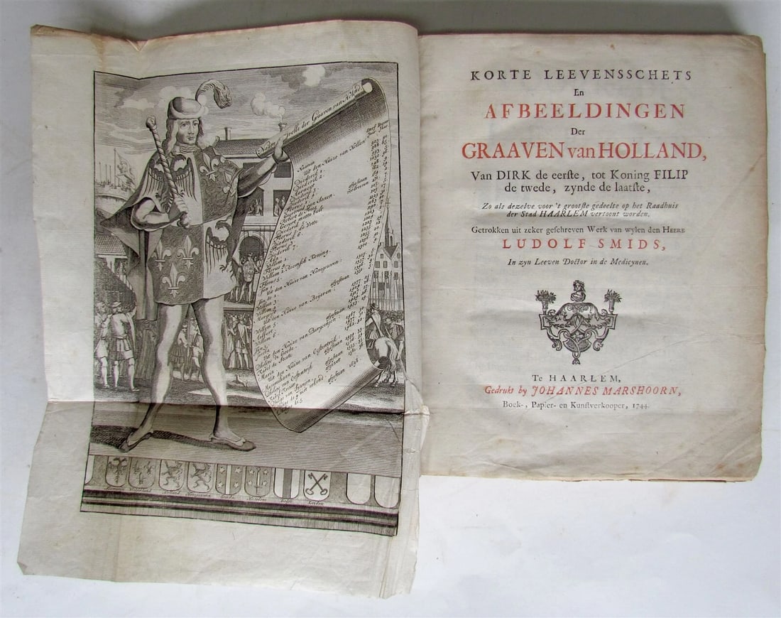 1744 NETHERLANDS HISTORY ILLUSTRATED antique 37 ENGRAVINGS: Title: 1744 NETHERLANDS HISTORY ILLUSTRATED antique 37 ENGRAVINGS Description: Smids, L. Korte leevensschets en afbeeldingen der Graaven van Holland, van Dirk de eerste, tot Koning Filip de twede