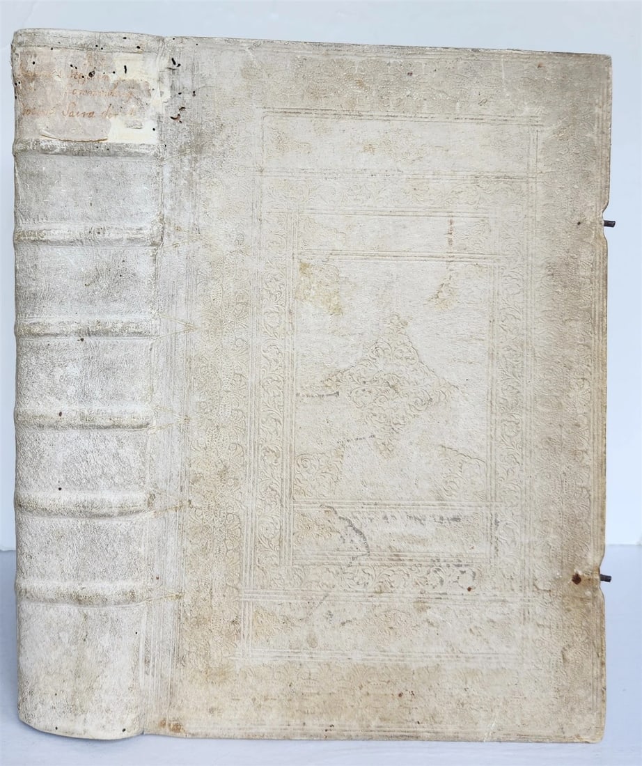 1758 BIBLE COMMENTARIES by J. MENOCHII antique PIGSKIN BOUND FOLIO: Title: 1758 BIBLE COMMENTARIES by J. MENOCHII antique PIGSKIN BOUND FOLIO Description: Commentarii totius sacrae scripturae. Novissima editio. 3 parts in 1 volume. By Joannis Stephanii Menochii Venice