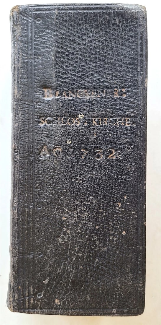 1726 GERMAN HYMNAL & PRAYER BOOK w/ CASTLE CHURCH TITLE TO THE COVER ANTIQUE (1 of 9)
