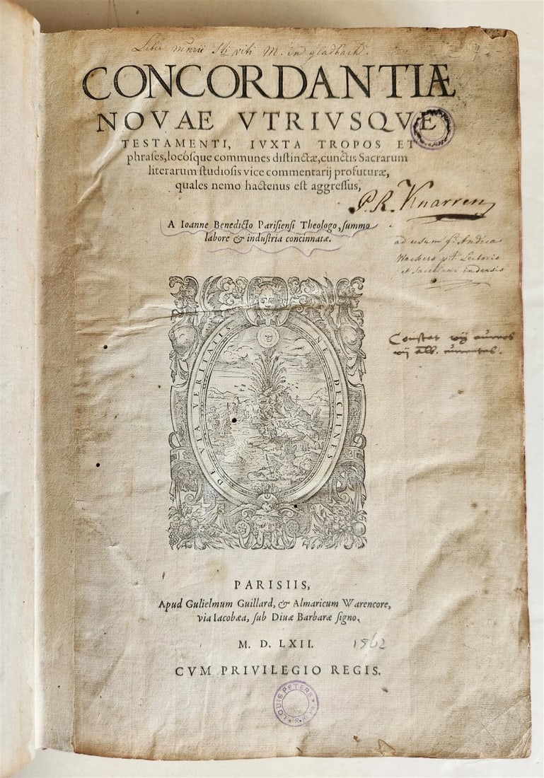 1562 BIBLE CONCORDANCE by JEAN BENOIT antique Concordantiae Novae Testamenti: Title: 1562 BIBLE CONCORDANCE by JEAN BENOIT antique Concordantiae Novae Testamenti Description: Concordantiae Novae Utriusque Testamenti, Juxta Tropos et phrases, locosque communes distinctae,