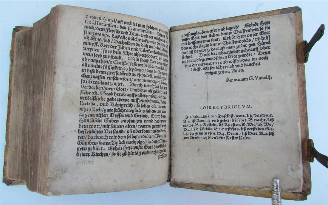 1559 TYPUS ECCLESIAE CATHOLICAE G. Witzel BLIND TOOLED PIGSKIN w/ CLASPS antique - 12