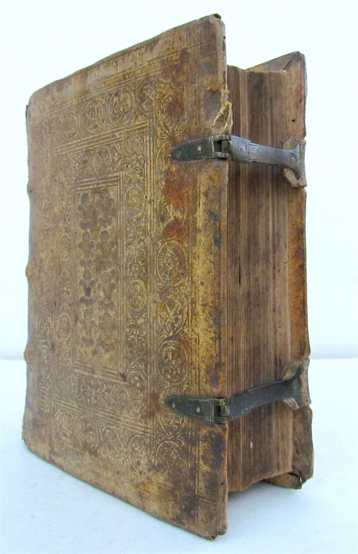 1559 TYPUS ECCLESIAE CATHOLICAE G. Witzel BLIND TOOLED PIGSKIN w/ CLASPS antique - 2