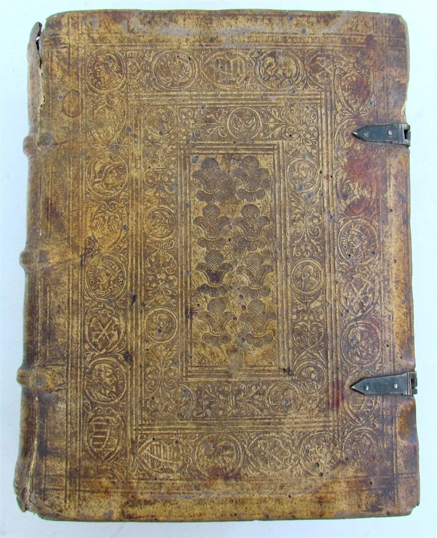 1559 TYPUS ECCLESIAE CATHOLICAE G. Witzel BLIND TOOLED PIGSKIN w/ CLASPS antique - 3