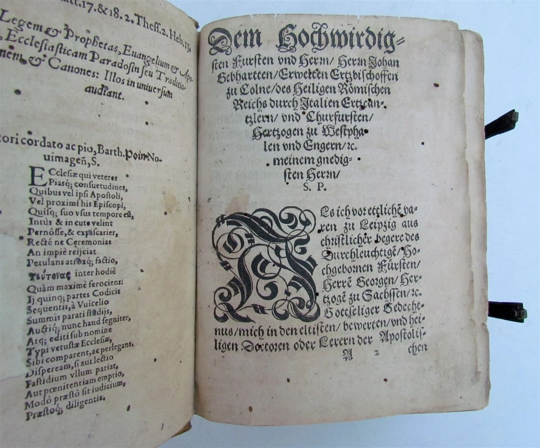 1559 TYPUS ECCLESIAE CATHOLICAE G. Witzel BLIND TOOLED PIGSKIN w/ CLASPS antique - 7