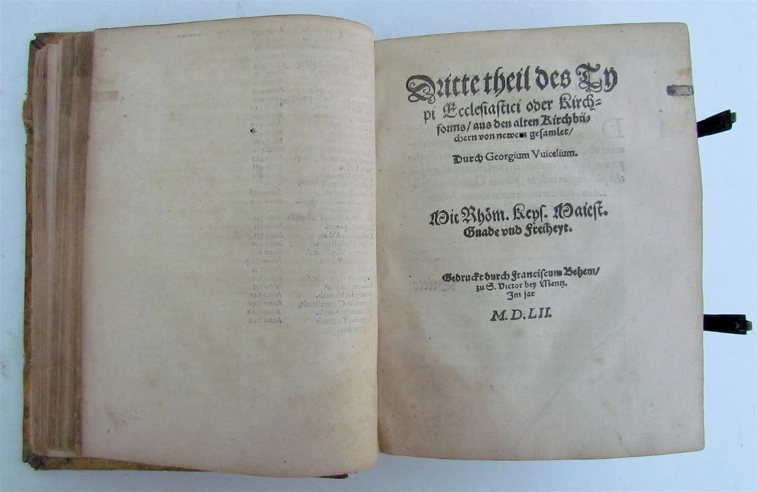 1559 TYPUS ECCLESIAE CATHOLICAE G. Witzel BLIND TOOLED PIGSKIN w/ CLASPS antique - 9