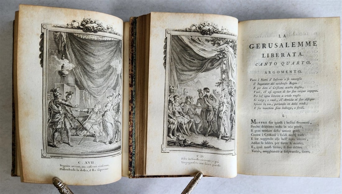 1792 GERUSALEMME LIBERATA by TORQUATO TASSO ITALIAN antique ILLUSTRATED 2 vols - 12