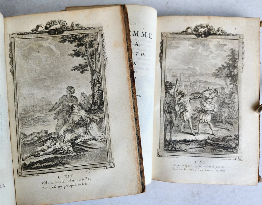 1792 GERUSALEMME LIBERATA by TORQUATO TASSO ITALIAN antique ILLUSTRATED 2 vols - 16