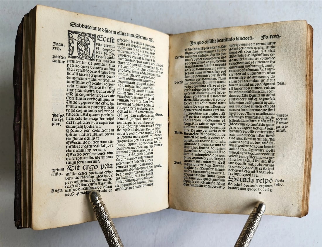 1518 SERMONS POST-INCUNABULA antique early 16th CENTURY original binding RARE - 12