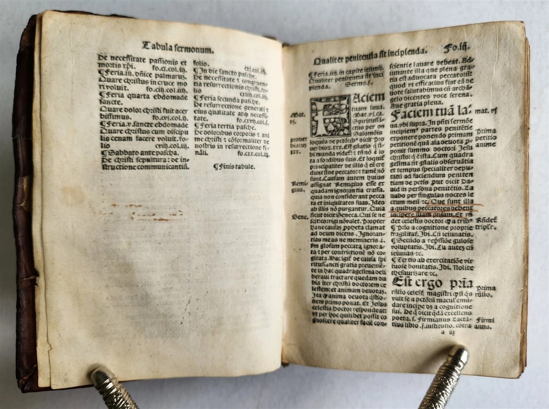 1518 SERMONS POST-INCUNABULA antique early 16th CENTURY original binding RARE - 14