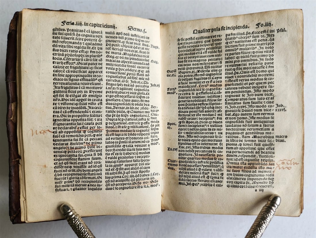1518 SERMONS POST-INCUNABULA antique early 16th CENTURY original binding RARE - 15