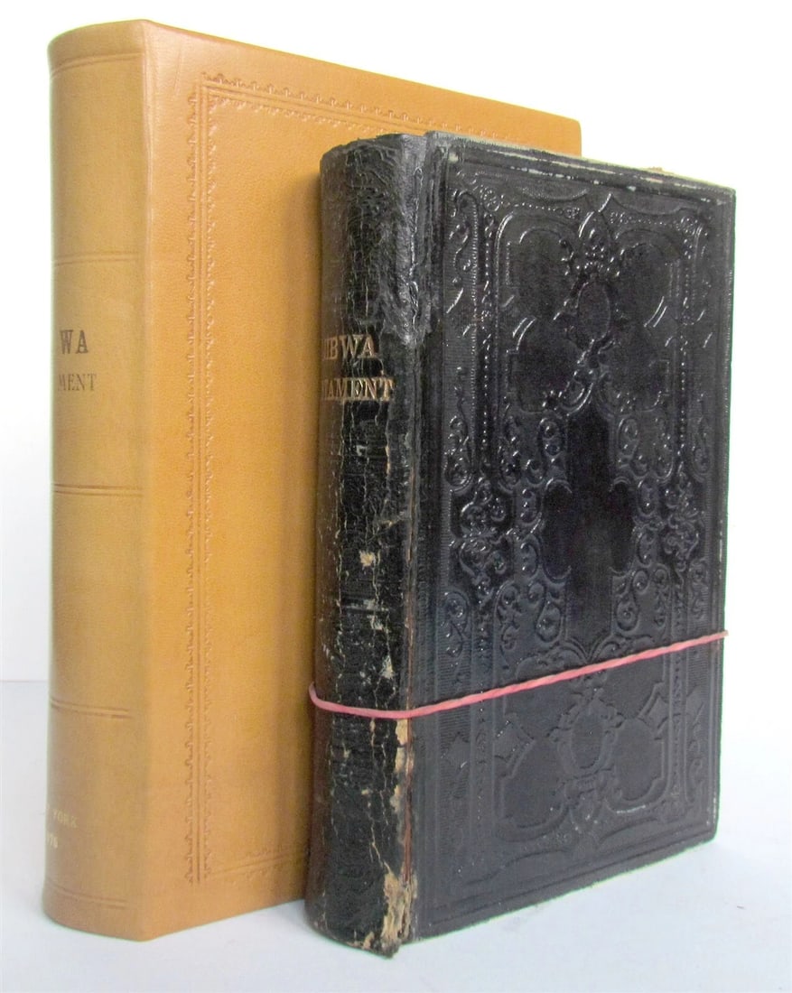 1875 BIBLE in LANGUAGE of OJIBWA INDIANS NEW TESTAMENT antique EXTREMELY RARE - 2
