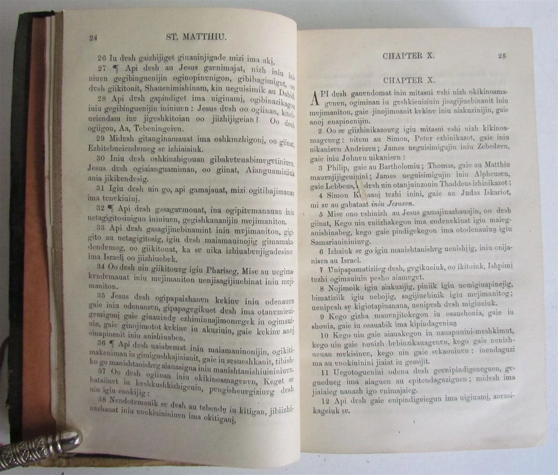 1875 BIBLE in LANGUAGE of OJIBWA INDIANS NEW TESTAMENT antique EXTREMELY RARE - 4