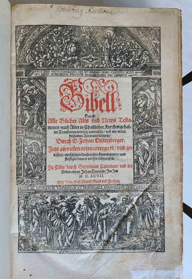 1597 BIBLE ILLUSTRATED by JM Bocksberger & Jost Amman FOLIO antique GERMAN: Title: 1597 BIBLE ILLUSTRATED by JM Bocksberger & Jost Amman FOLIO antique GERMAN Description: Bibell. Das ist, Alle Bücher Alts und News Testaments ... trewlich verteutscht, und mit vielen