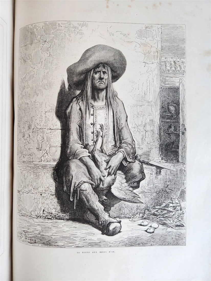 1868 FABLES by J. de LA FONTAINE illustrated by GUSTAVE DORE antique FOLIO - 15
