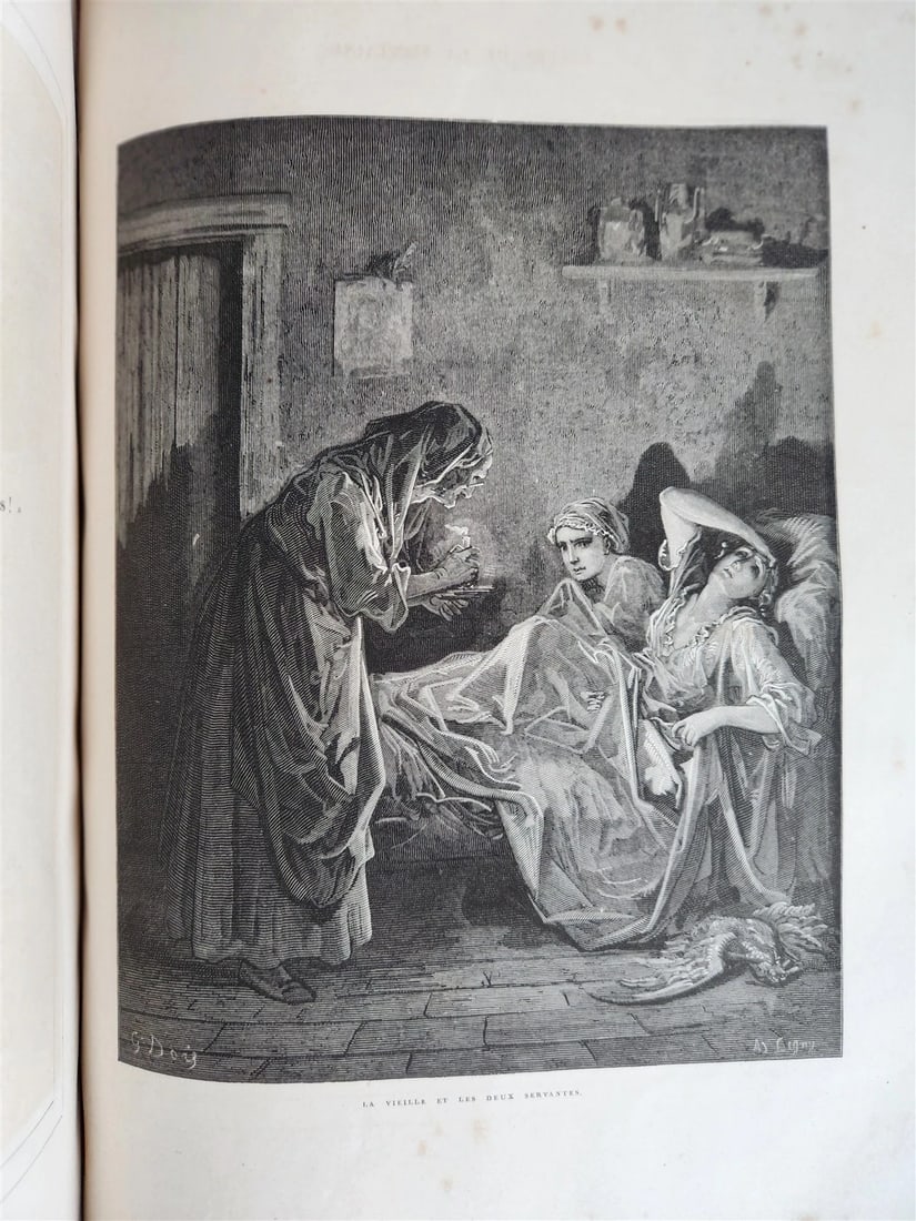 1868 FABLES by J. de LA FONTAINE illustrated by GUSTAVE DORE antique FOLIO - 18