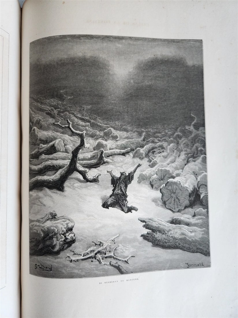 1868 FABLES by J. de LA FONTAINE illustrated by GUSTAVE DORE antique FOLIO - 19