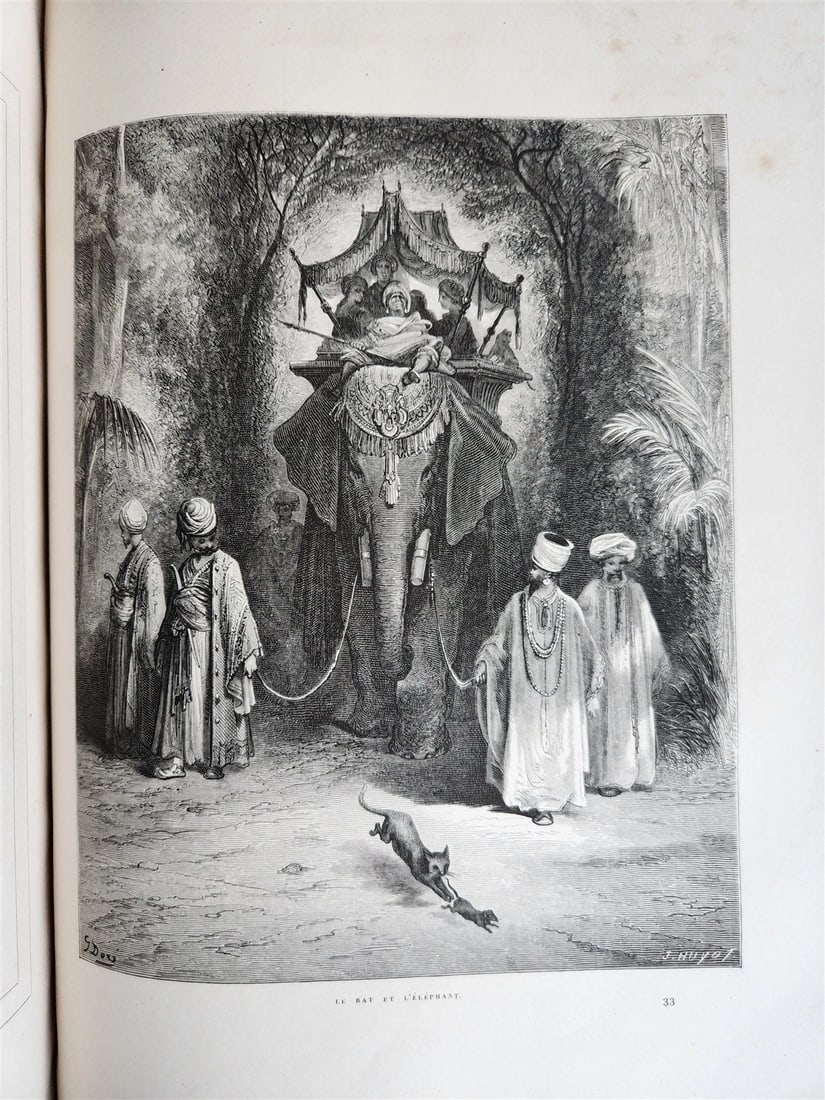 1868 FABLES by J. de LA FONTAINE illustrated by GUSTAVE DORE antique FOLIO - 8
