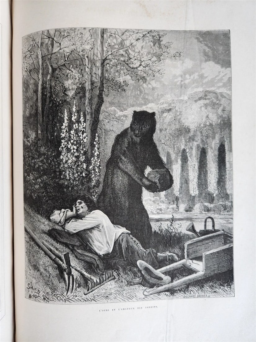 1868 FABLES by J. de LA FONTAINE illustrated by GUSTAVE DORE antique FOLIO - 9