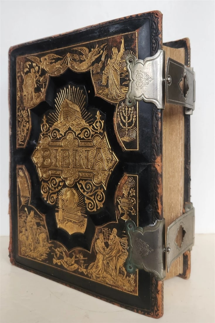 1890 BIBLE in FINNISH ANTIQUE VICTORIAN MASSIVE FOLIO GUSTAVE DORE ILLUSTRATED (1 of 20)